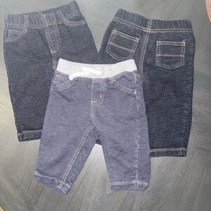 Baby denim/stretch legging bundle- 3 gently used 6months CARTERS